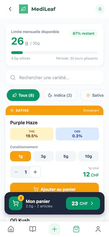 MediLeaf cart and order