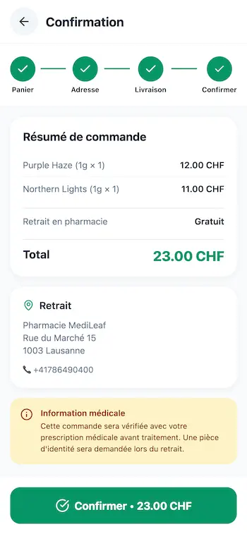 MediLeaf order confirmation